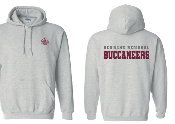 Hoodie - Grey with Buc on front/Red Bank Buccaneers on back