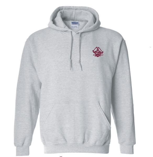 Hoodie - Grey with Buc on front/Red Bank Buccaneers on back