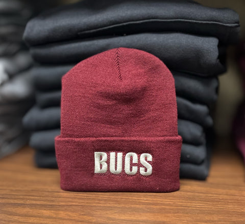 Maroon beanie with BUCS