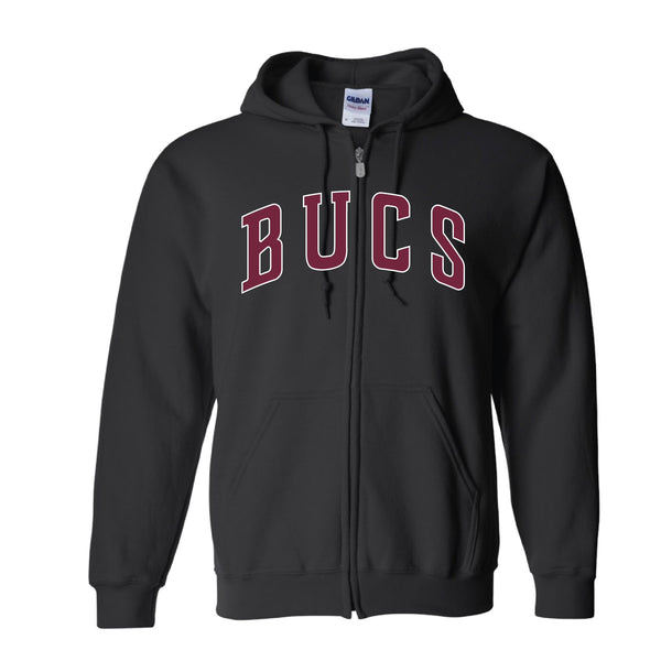 Hoodie - Black Full Zip with BUCS (LAST FEW IN BLACK)