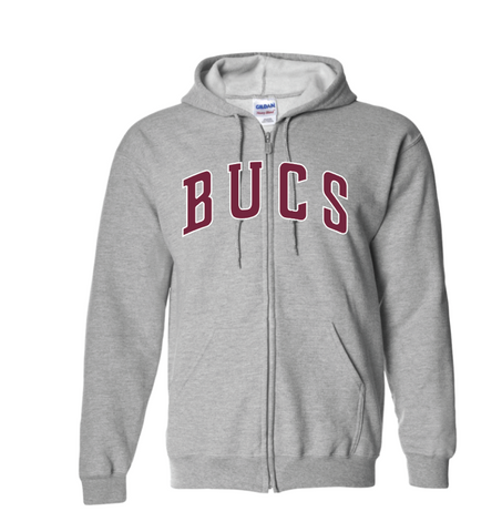 Hoodie - Grey Full Zip with BUCS