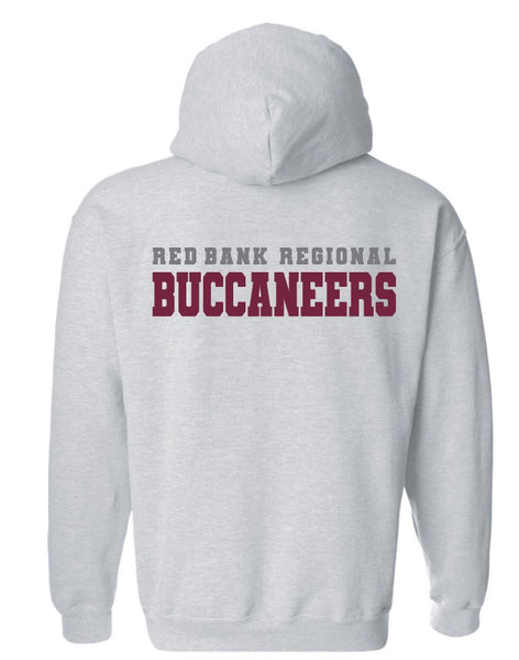 Hoodie - Grey with Buc on front/Red Bank BucCaneers on back (NEW)